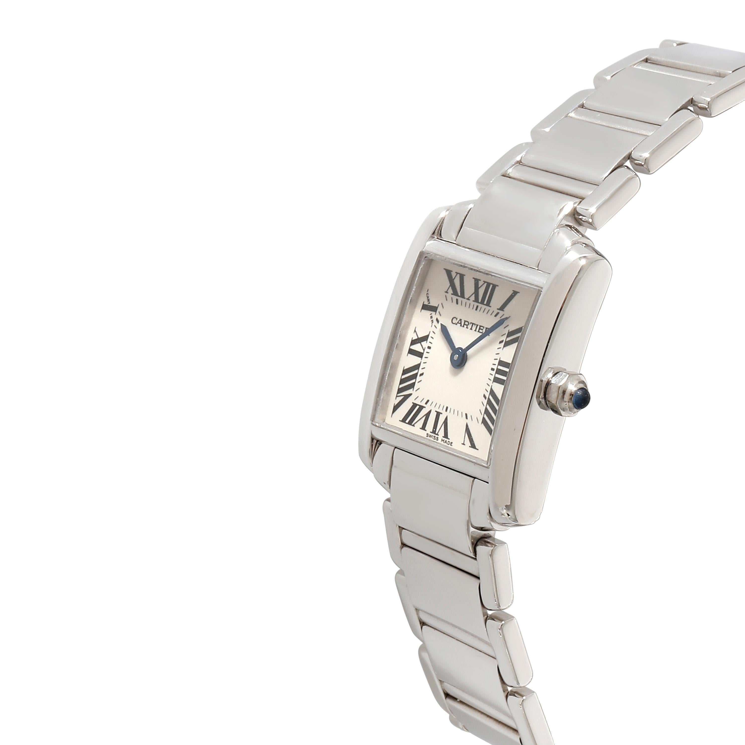 Cartier Tank Francaise W50012S3 Women's Watch in 18kt White Gold In Excellent Condition In New York, NY