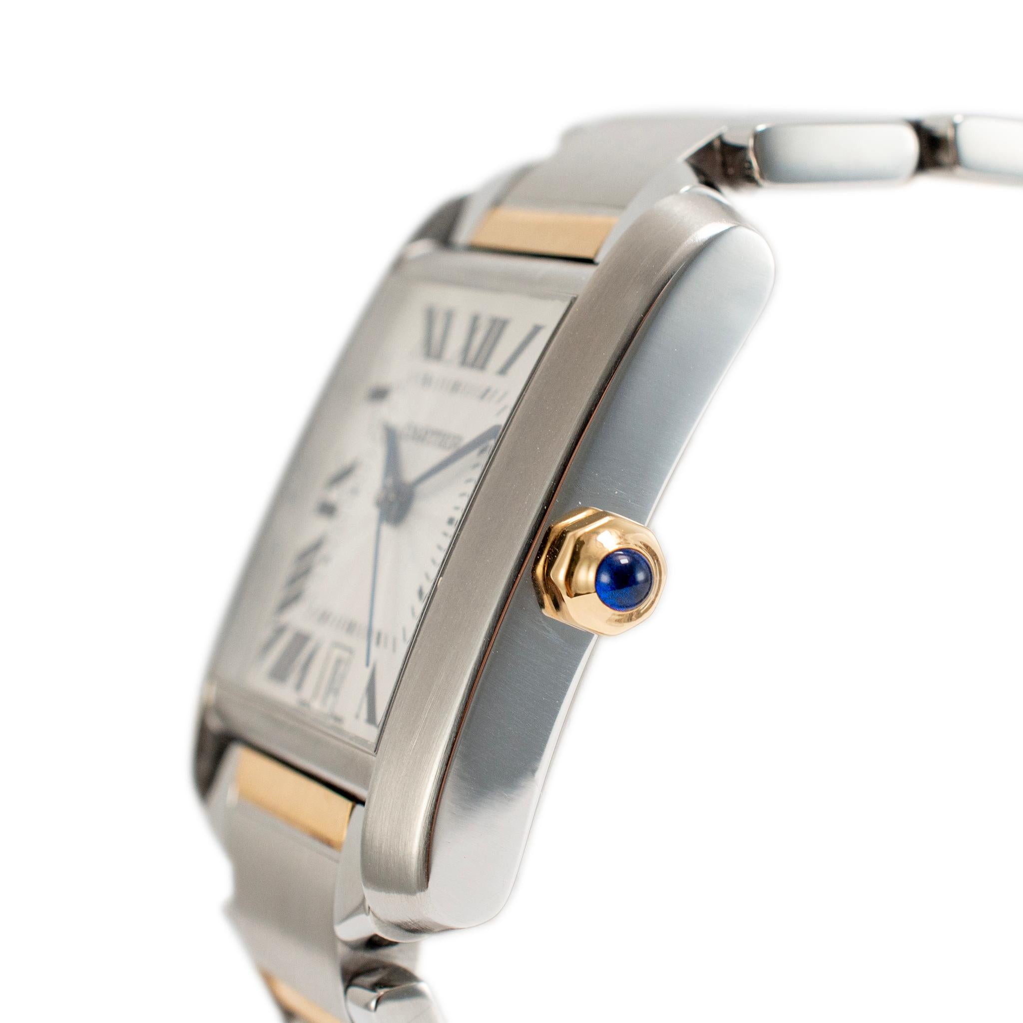 Cartier Tank Francaise W51005Q4 2302 Large Yellow Gold & Stainless Steel Watch In Excellent Condition In Houston, TX