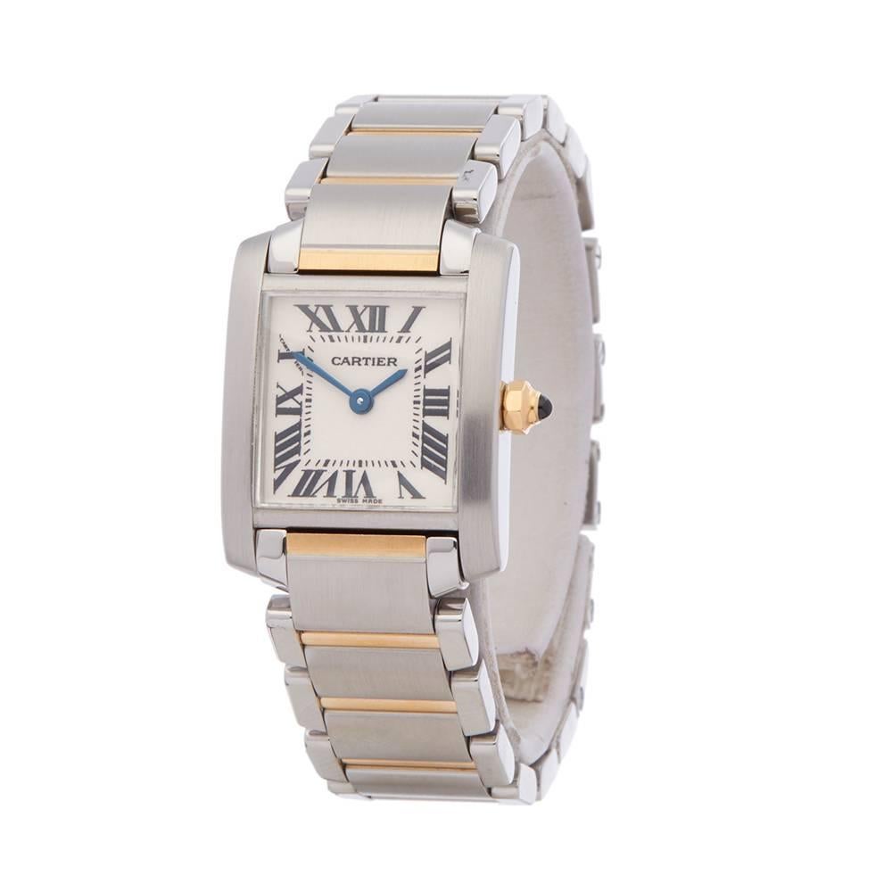 Ref: W5008
Manufacturer: Cartier
Model: Tank Francaise
Model Ref:               W51007Q4
Age: 1st September 2000
Gender: Ladies
Complete With: Xupes Presenation Pouch & Guarantee
Dial: White Roman 
Glass: Sapphire Crystal
Movement: Quartz
Water