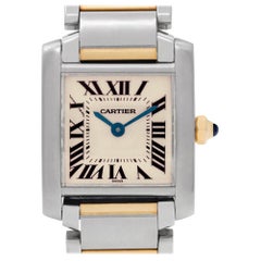 Retro Cartier Tank Francaise W51007Q4 Stainless Steel Cream Dial Quartz Watch