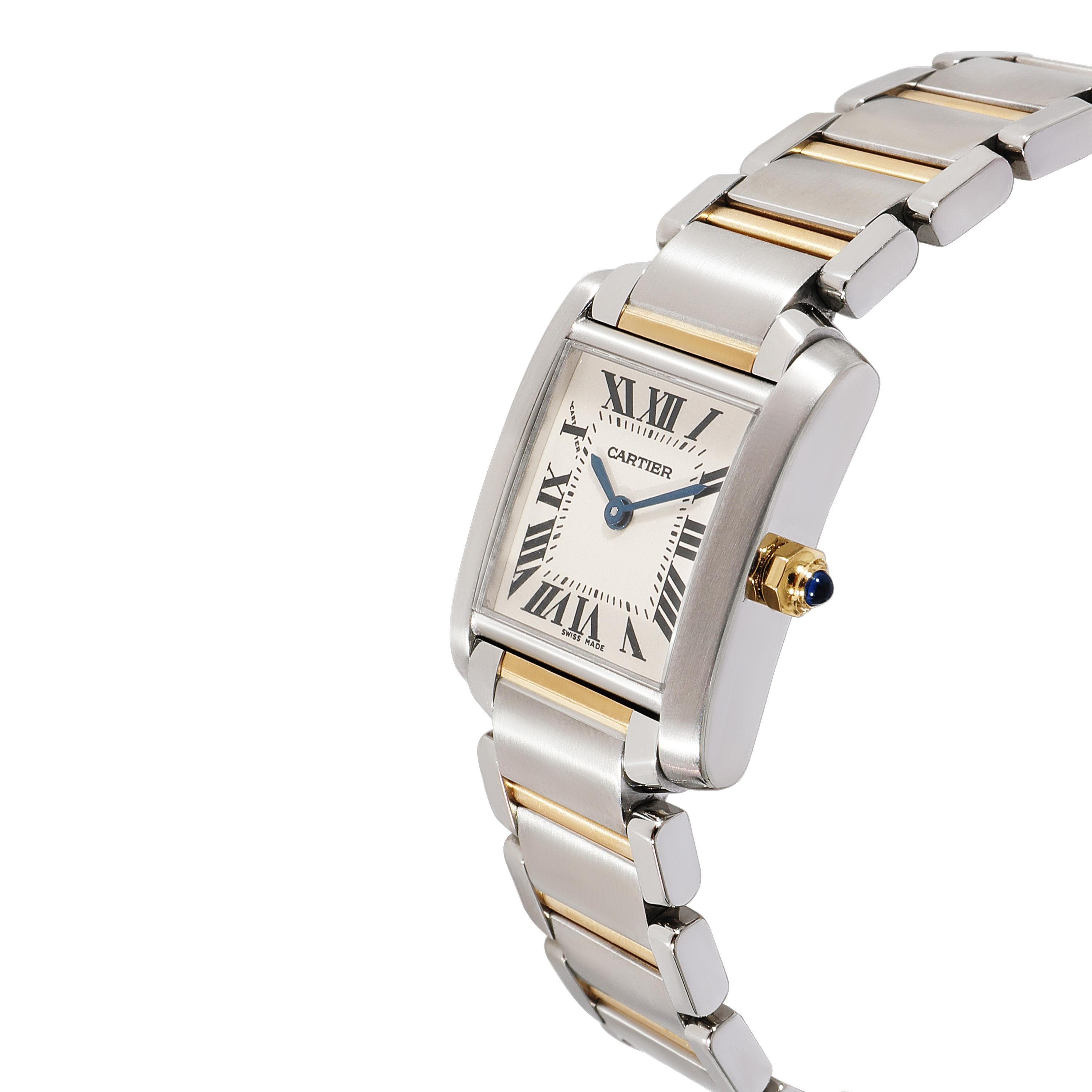 Cartier Tank Francaise W51007Q4 Women's Watch in 18kt Stainless Steel/Yellow Gol

SKU: 121254

PRIMARY DETAILS
Brand: Cartier
Model: Tank Francaise
Country of Origin: Switzerland
Movement Type: Quartz: Battery
Year of Manufacture: