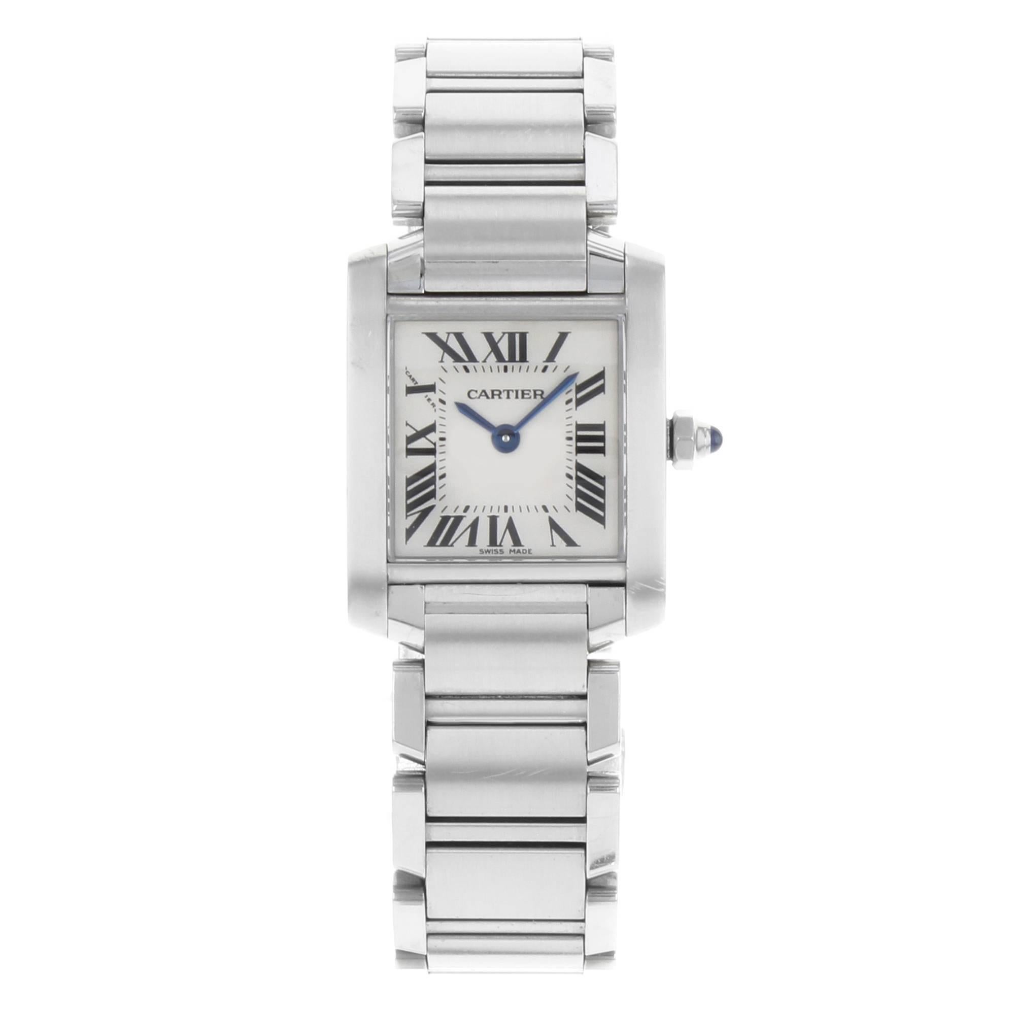 Cartier Tank Francaise W51008Q3 Square Stainless Steel Quartz Ladies Watch