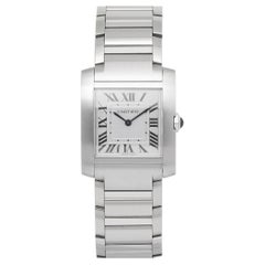 Reloj unisex Cartier Tank Française W51008Q3, acero inoxidable, cuarzo, esfera blanca, 26 mm