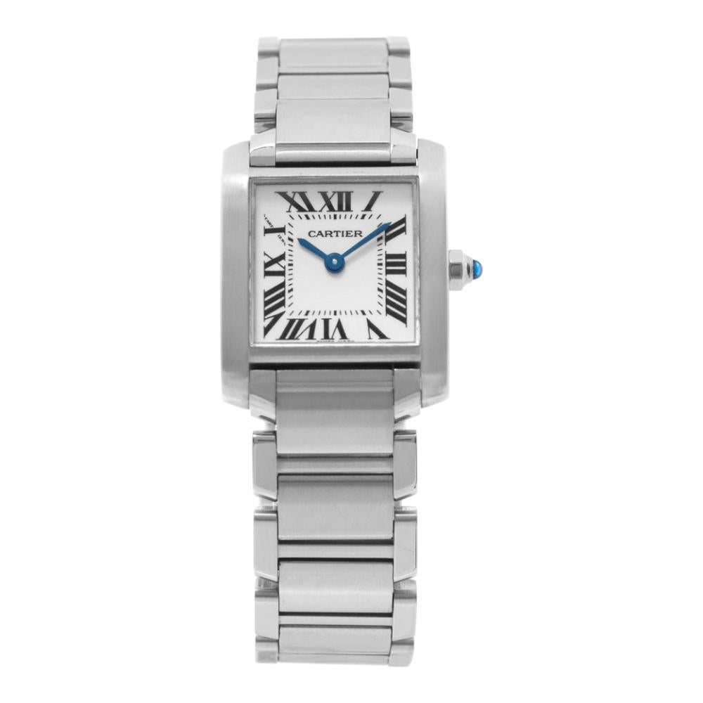 Cartier Tank Francaise W51008Q3 \Edelstahl w / Creme Zifferblatt 20mm Quartz Uhr