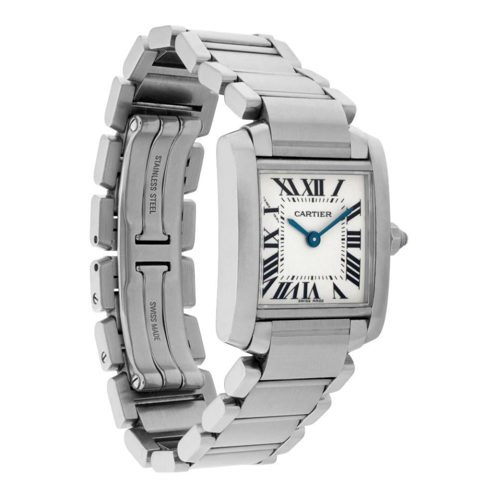 Cartier Tank Francaise W51008Q3 Stainless Steel w/ White dial 20mm Quartz watch In Excellent Condition In Surfside, FL