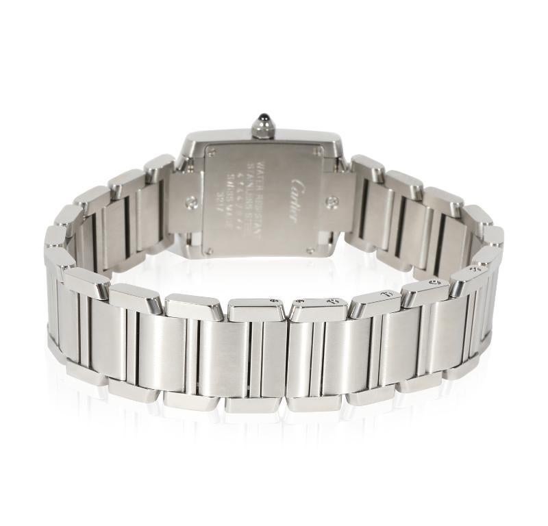 Cartier Tank Francaise W51008Q3 Women's Watch in Stainless Steel

SKU: 134695

PRIMARY DETAILS
Brand:  Cartier
Model: Tank Francaise
Country of Origin: Switzerland
Movement Type: Quartz: Battery
Year of Manufacture: 2010-2019
Condition: Louis