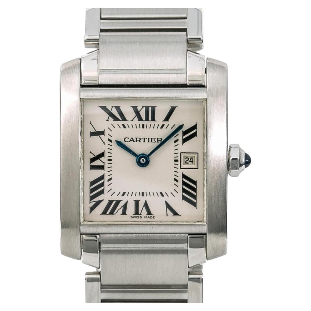 Reloj de mujer Cartier Tank Française W51011Q3, de acero inoxidable, con mecanismo de cuarzo y esfera blanca, 25 mm en venta