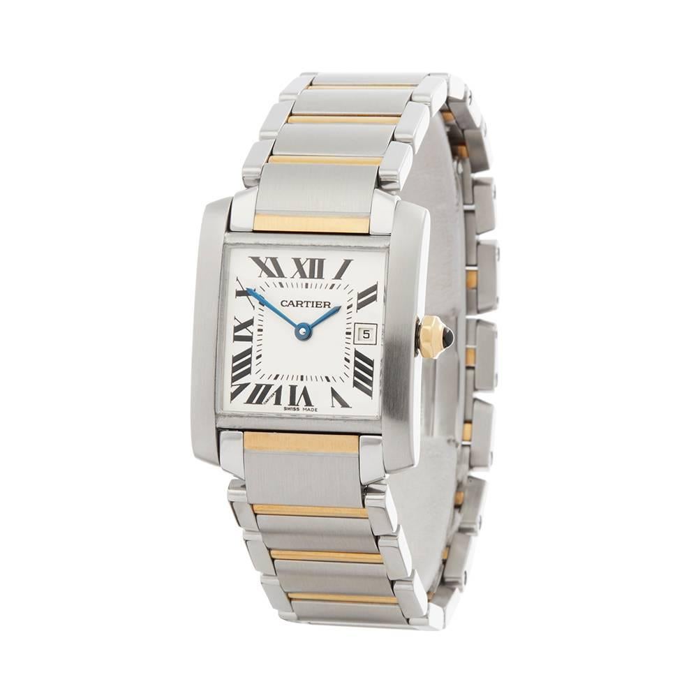 Ref: W4914
Manufacturer: Cartier
Model: Tank Francaise
Model Ref: 2465 or W51012Q4
Age: 
Gender: Unisex
Complete With: Xupes Presentation Box
Dial: White Roman 
Glass: Sapphire Crystal
Movement: Quartz
Water Resistance: To Manufacturers