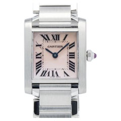 Cartier Tank Francaise W51028Q3 SS Quartz MOP Pink Dial Women Watch 20MM