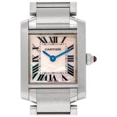 Cartier Tank Francaise W51028Q3 Stainless Steel Mother of Pearl Dial Quartz