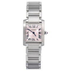 Cartier Tank Francaise W51031Q3 SS Quartz LIMITED Pink Dial Women Watch 20mm