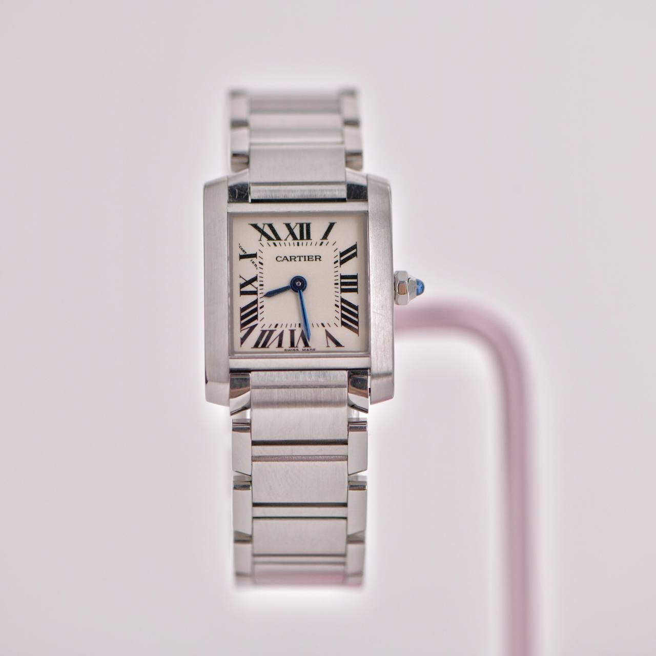 Cartier Tank Française Watch Small Model W51011Q3 In Excellent Condition For Sale In Banbury, GB