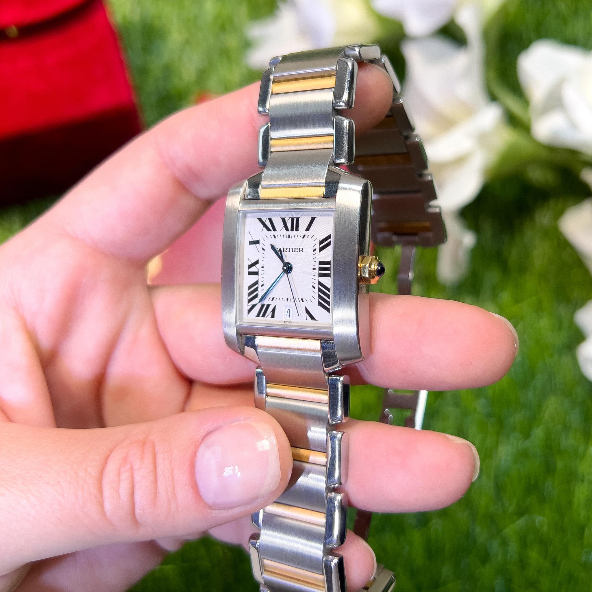 Cartier Tank Francaise Watch Two Tone Large Model W51005Q4 Original Papers Pouch 1