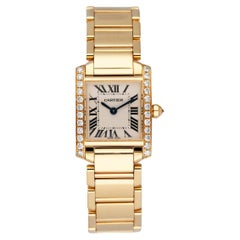 Cartier Tank Francaise WE1001R8 2385 Diamond 18k Yellow Gold Ladies Watch