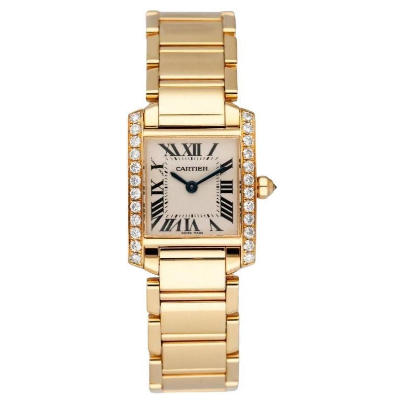 Cartier 18K Yellow Gold Tank Francaise 25, Ref 1821 Ladies Diamond