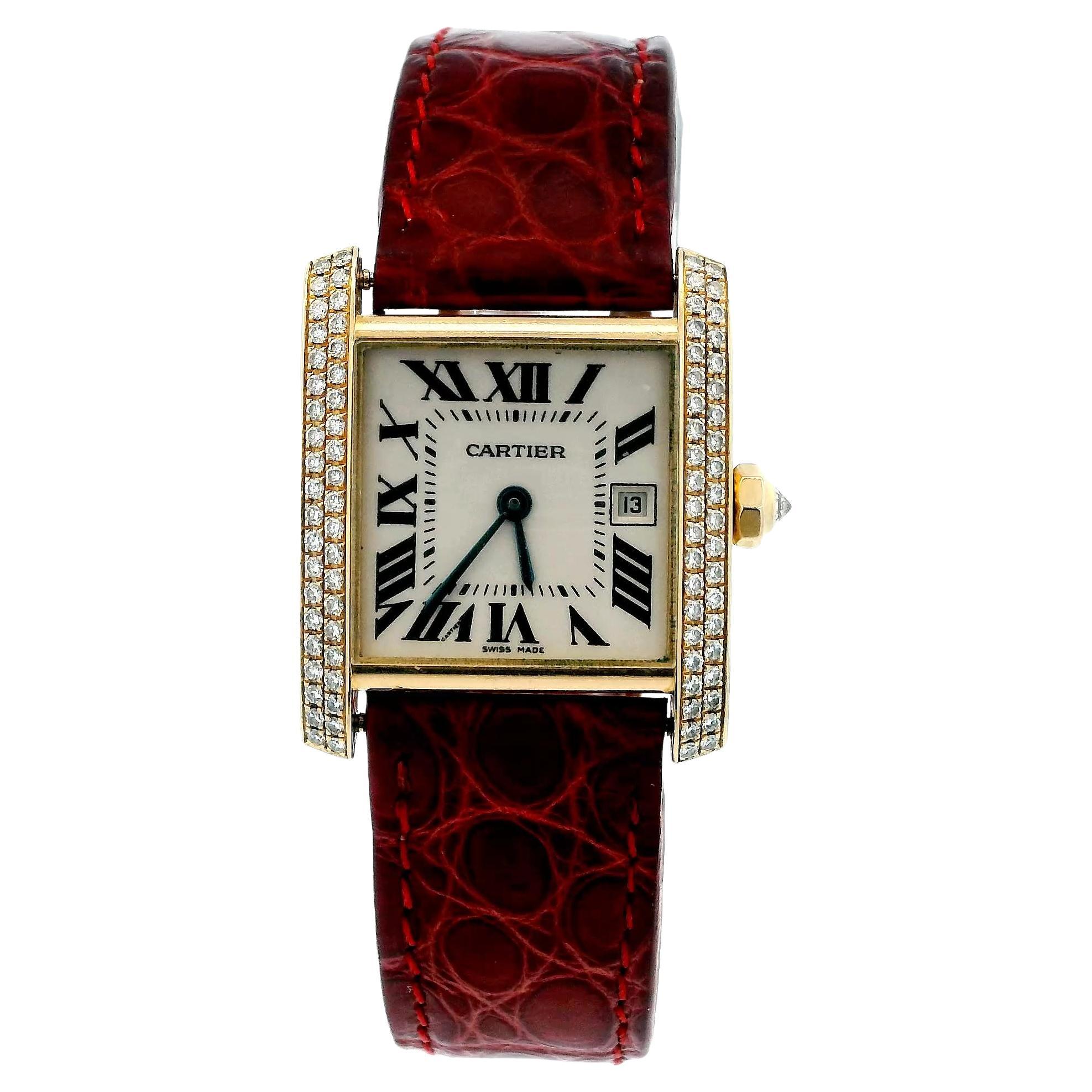 Cartier Tank Francaise  WE101751 Bisel de Oro Amarillo 18k y Diamantes