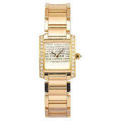 Montre femme Cartier Tank Française WE1023R8, or jaune 18 carats, mouvement automatique, cadran doré, 21 mm