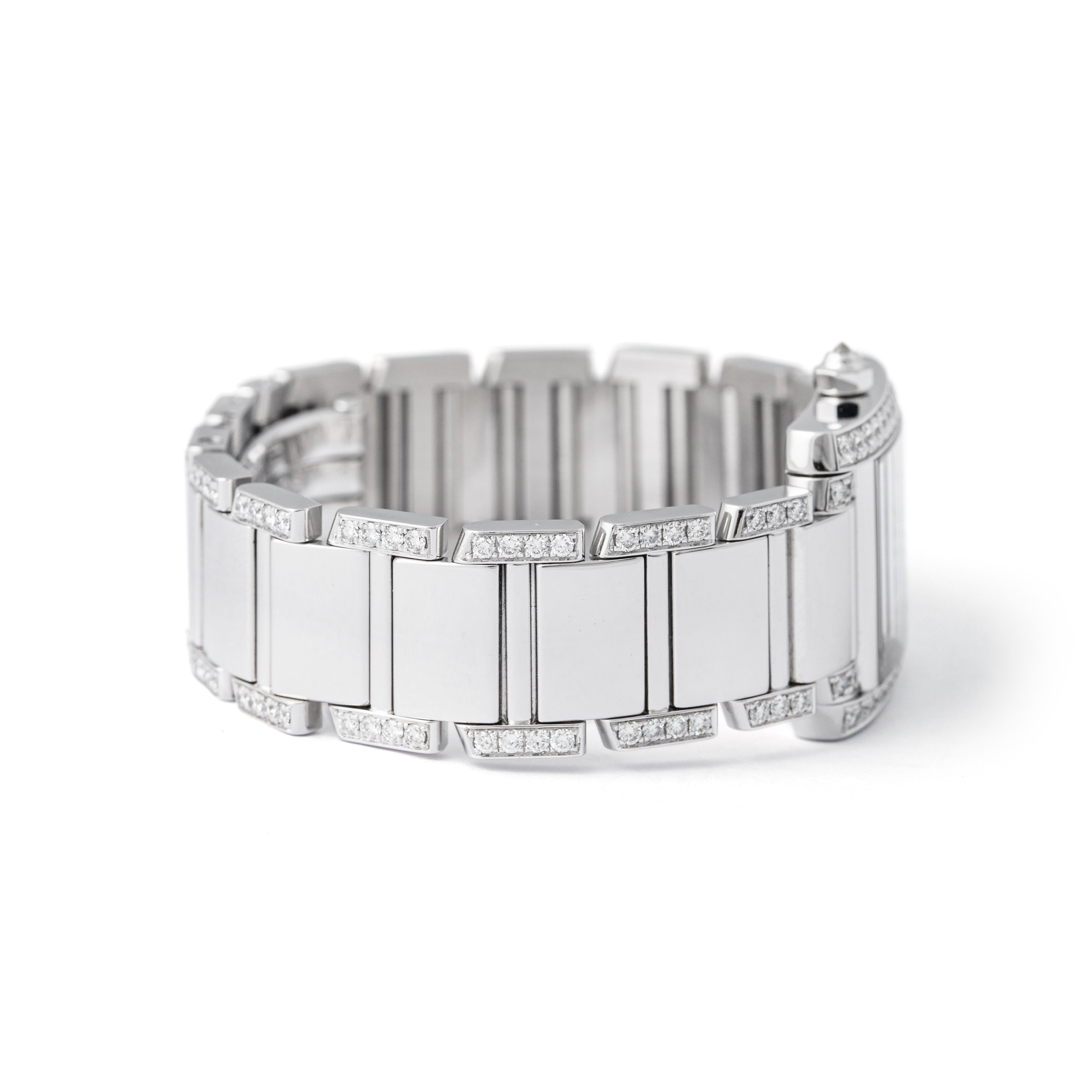 Cartier 'Tank Francaise' White Gold 18K Diamond Ladies Watch For Sale 1