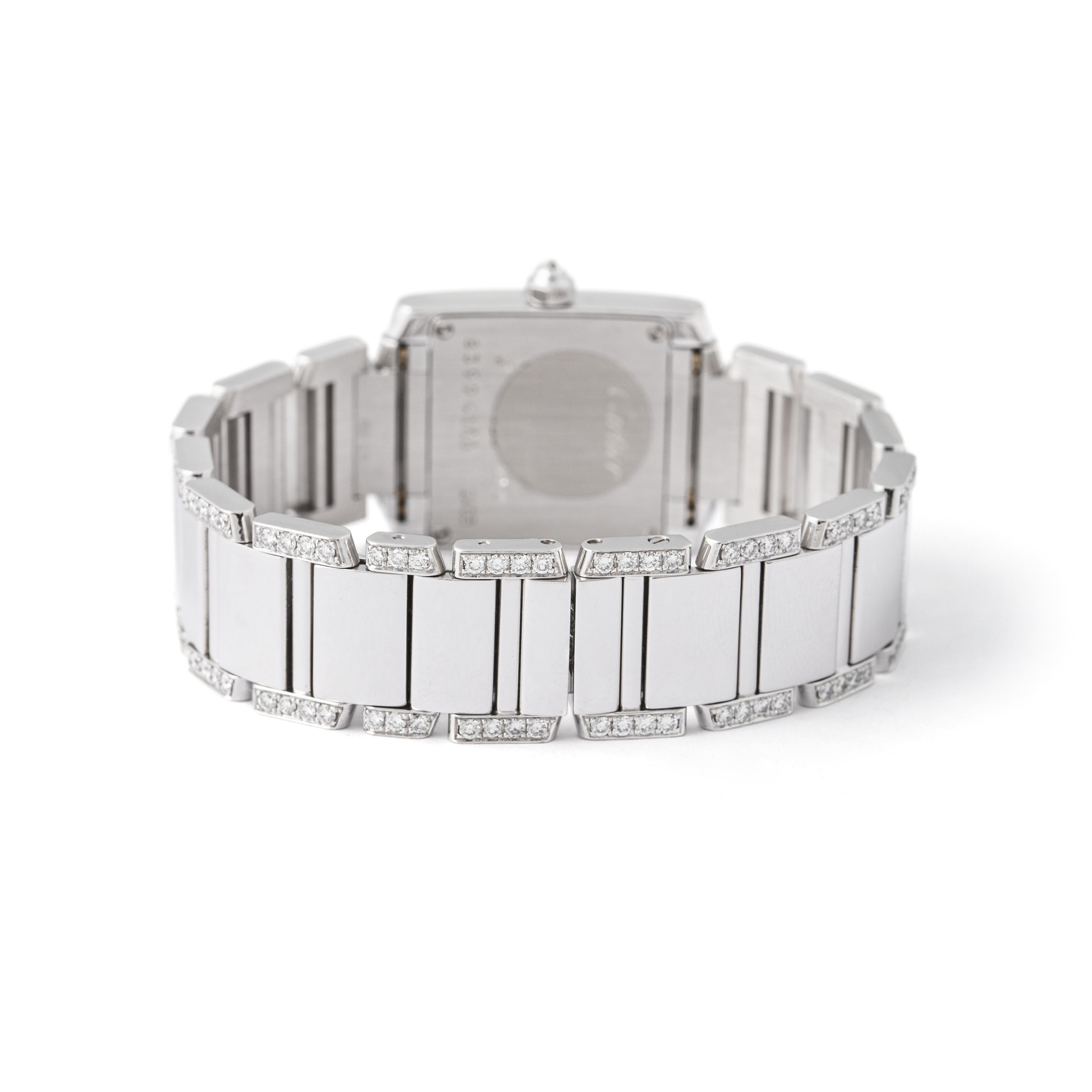 Cartier 'Tank Francaise' White Gold 18K Diamond Ladies Watch For Sale 2