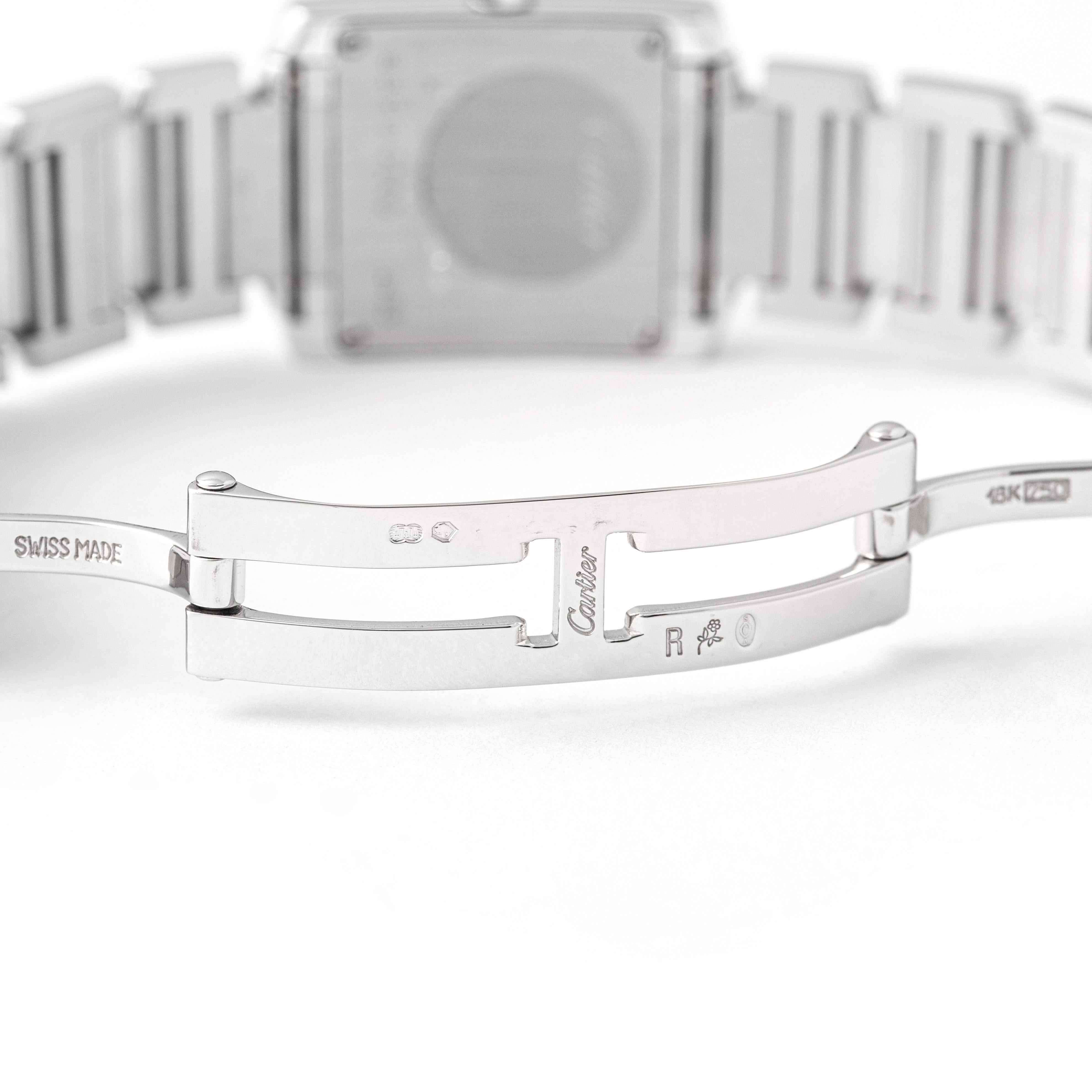 Women's or Men's Cartier 'Tank Francaise' White Gold 18K Diamond Ladies Watch For Sale