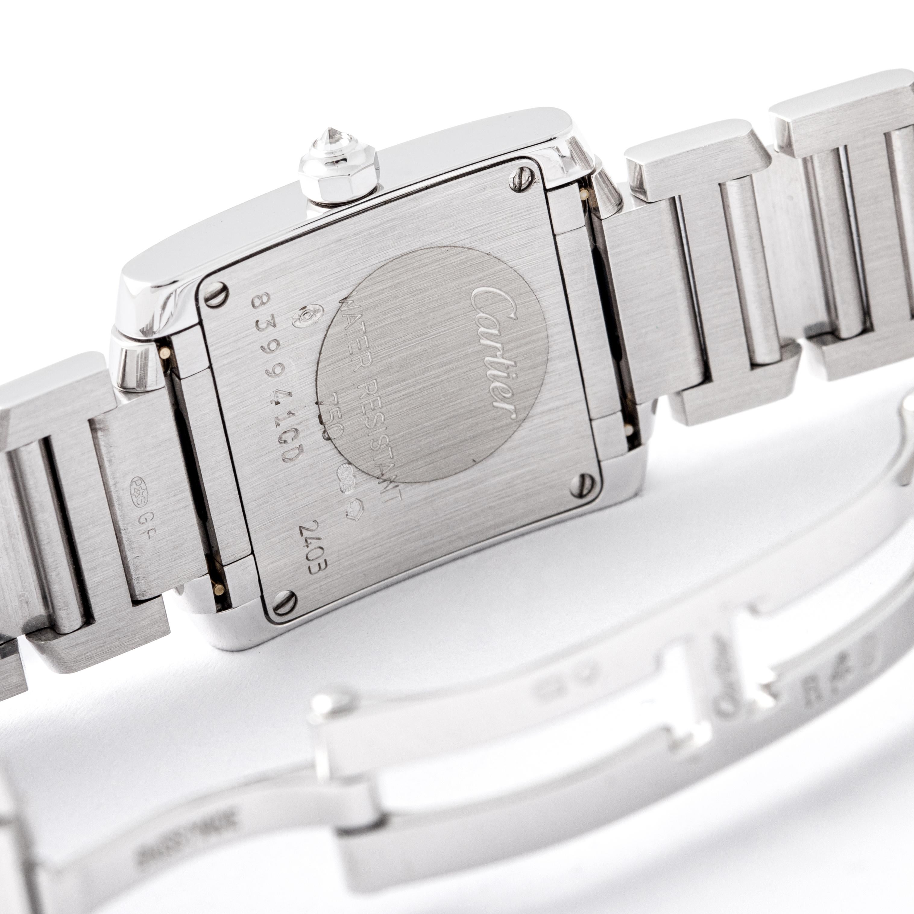 Cartier 'Tank Francaise' White Gold 18K Diamond Ladies Watch For Sale 4