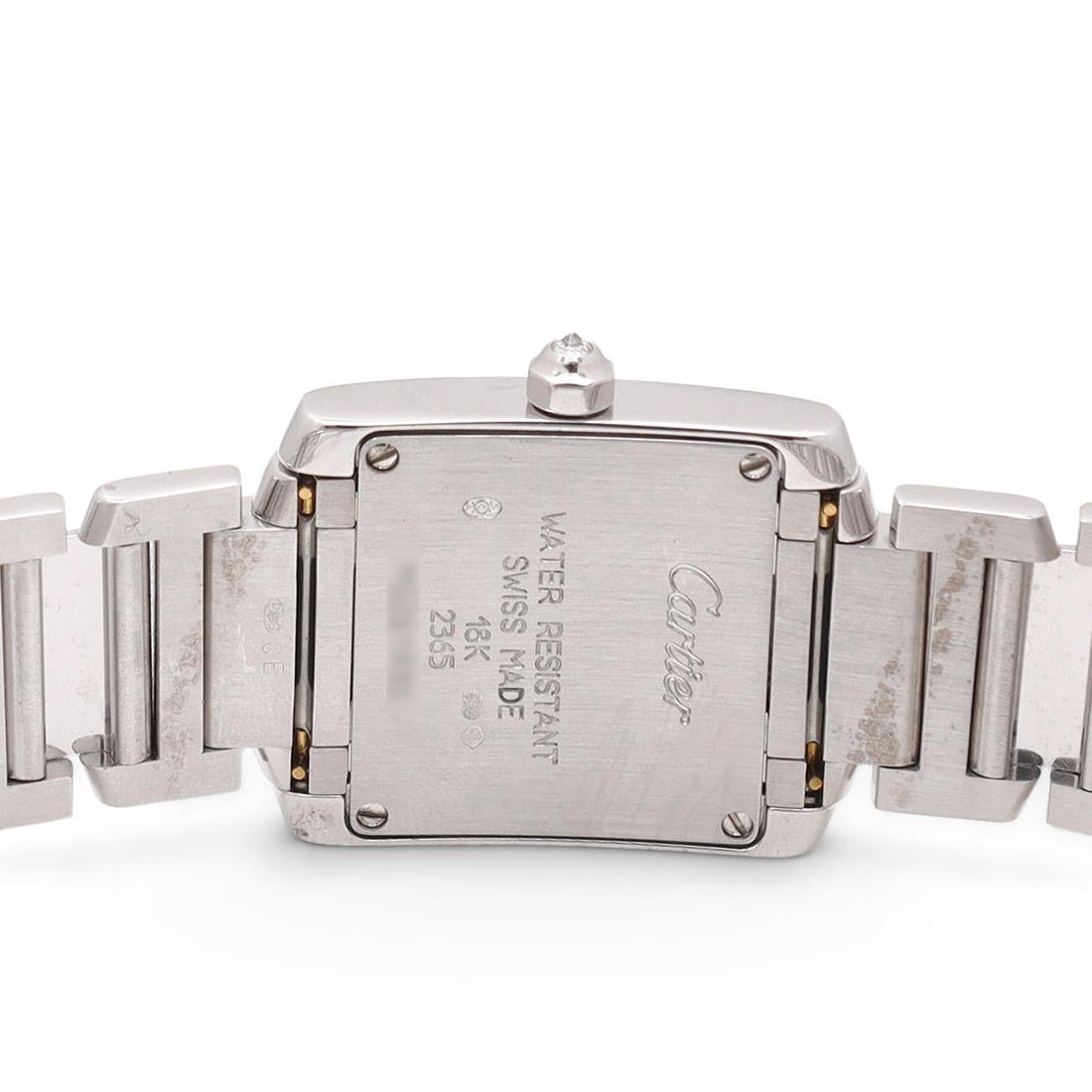 Women's or Men's Cartier 'Tank Française' White Gold and Diamond Ladies Watch