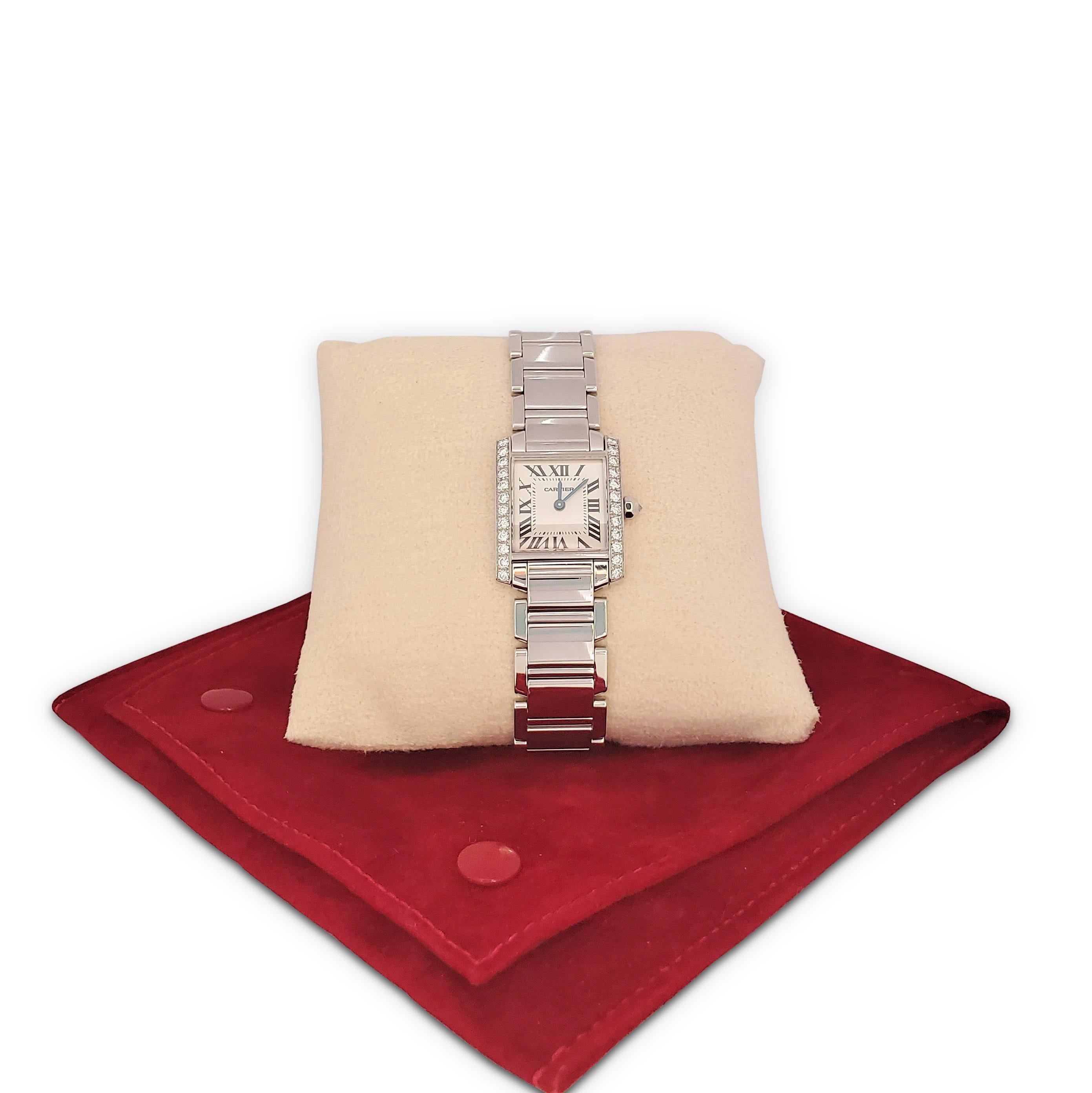 Cartier Tank Française White Gold and Diamond Ladies Watch In Excellent Condition In New York, NY