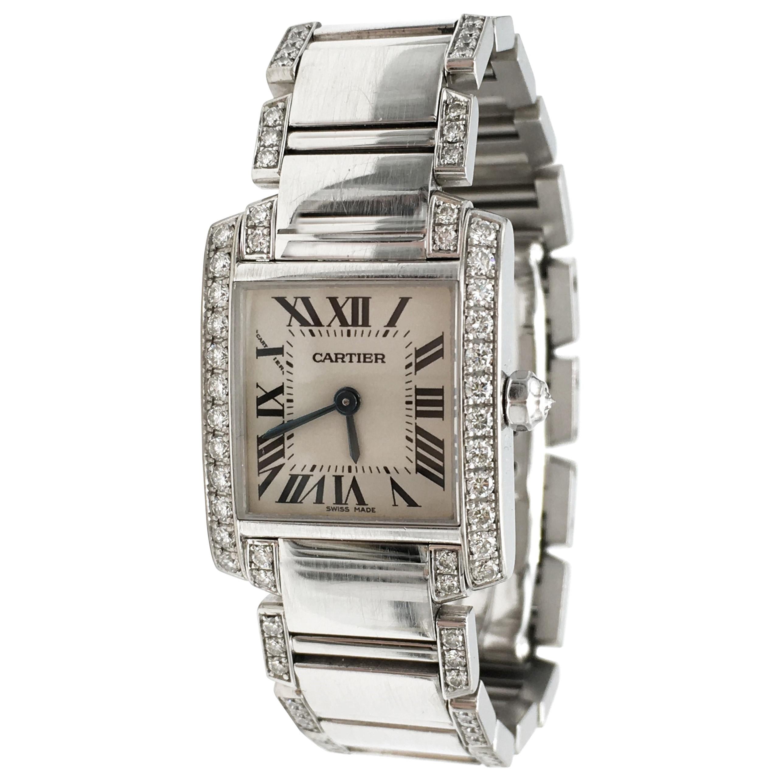 cartier tank francaise white gold with diamonds