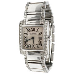 Cartier 'Tank Francaise' White Gold and Diamond Ladies Watch