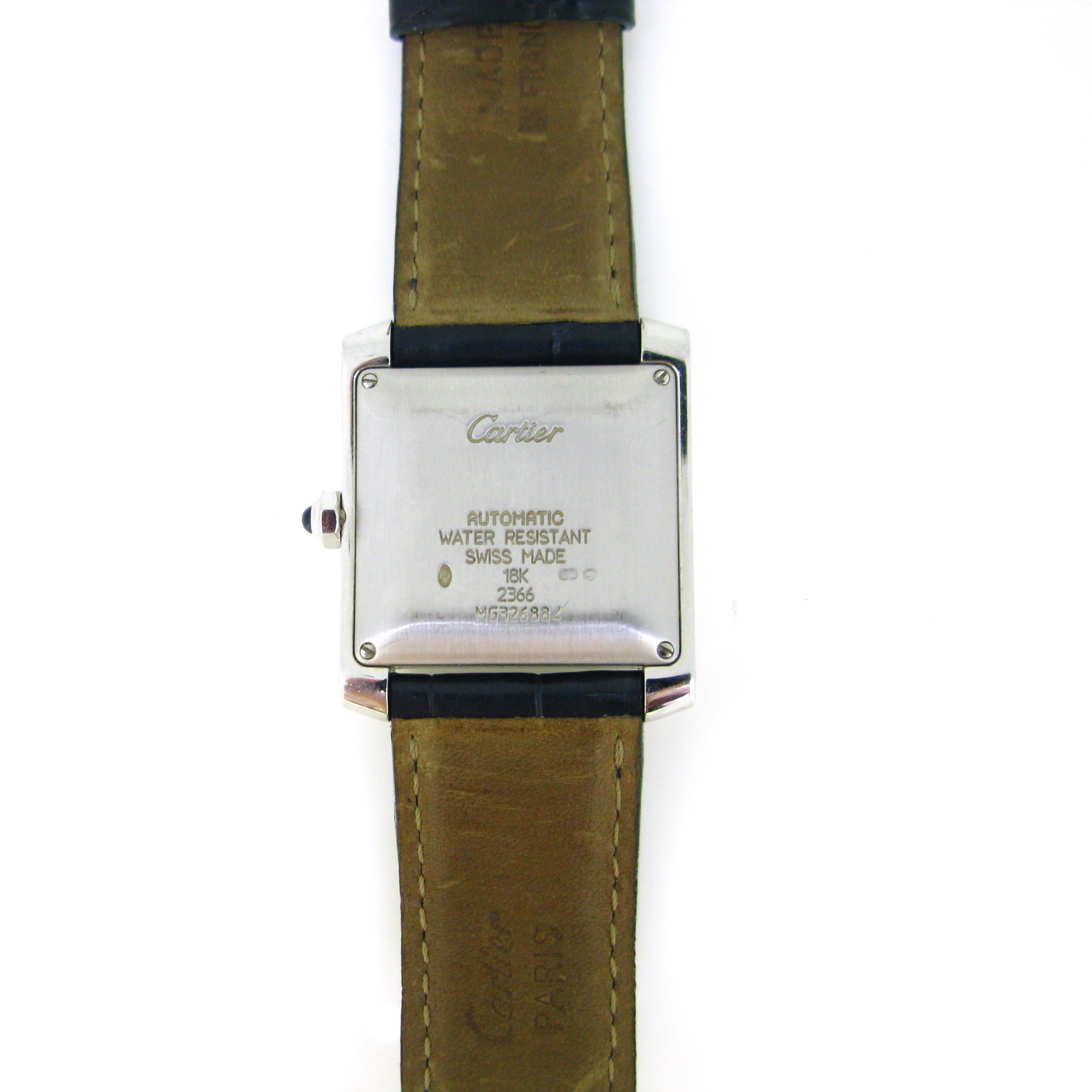 Cartier Tank Française White Gold Automatic Large Wristwatch In Good Condition In London, GB