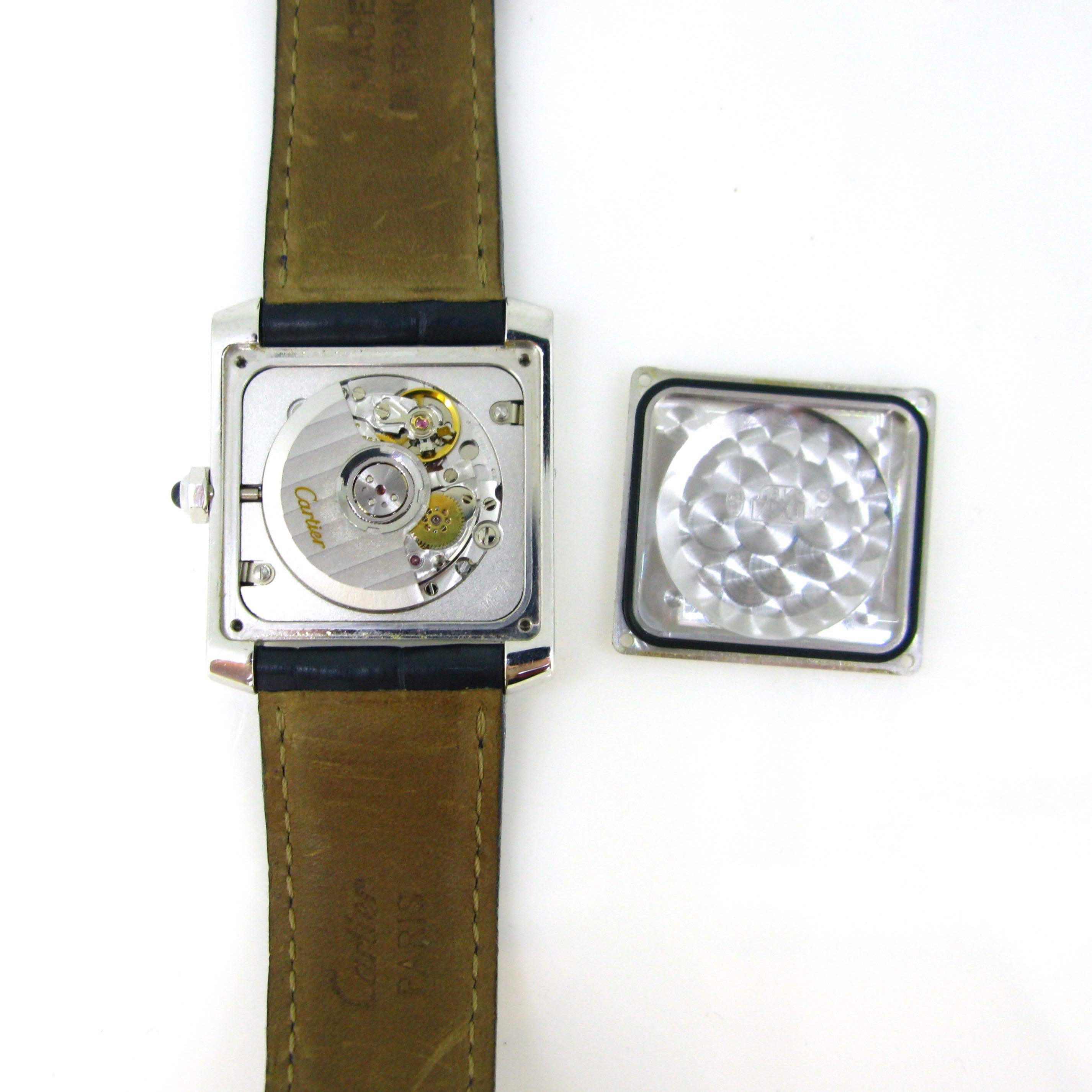 Women's or Men's Cartier Tank Française White Gold Automatic Large Wristwatch