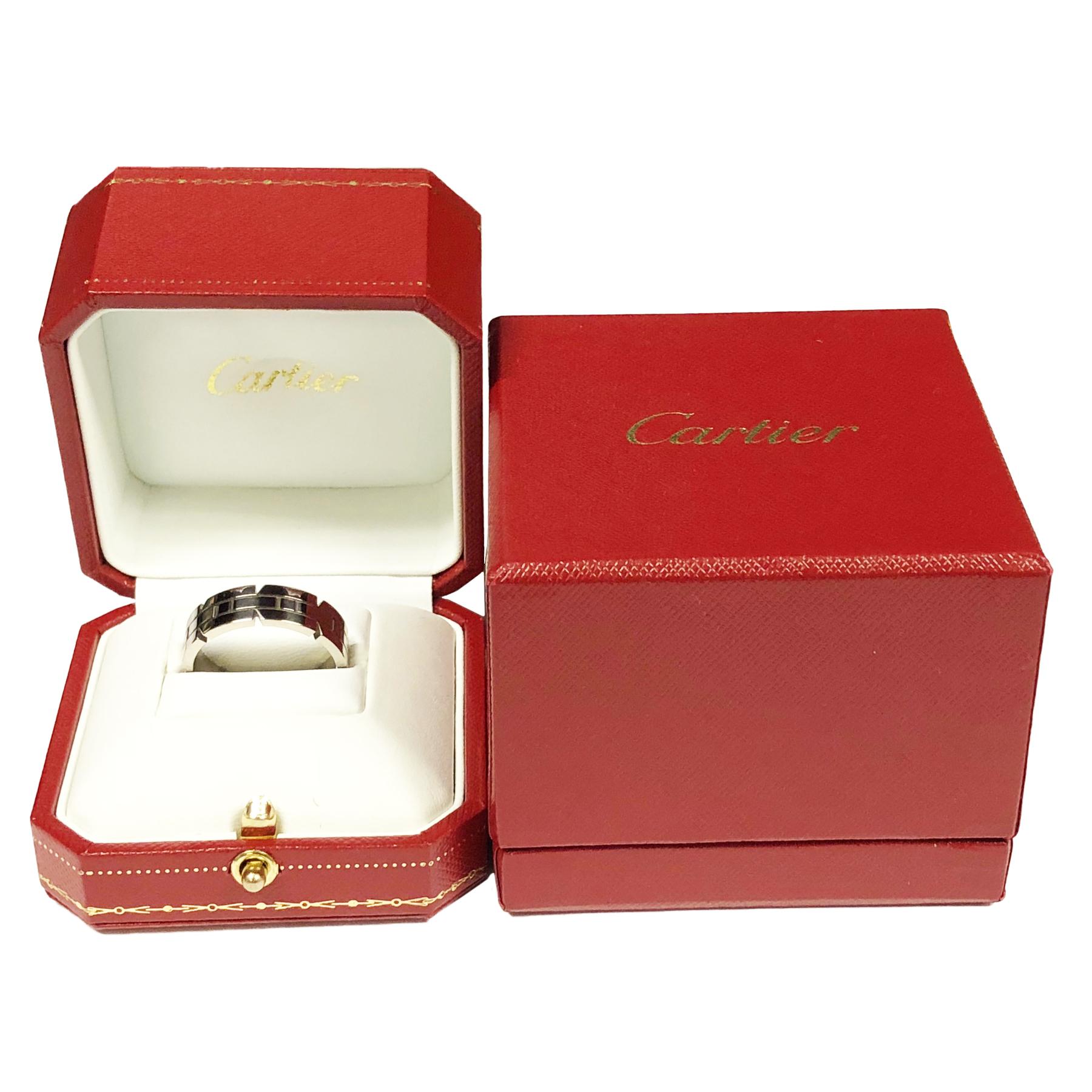 Women's or Men's Cartier Tank Francaise White Gold Band Ring