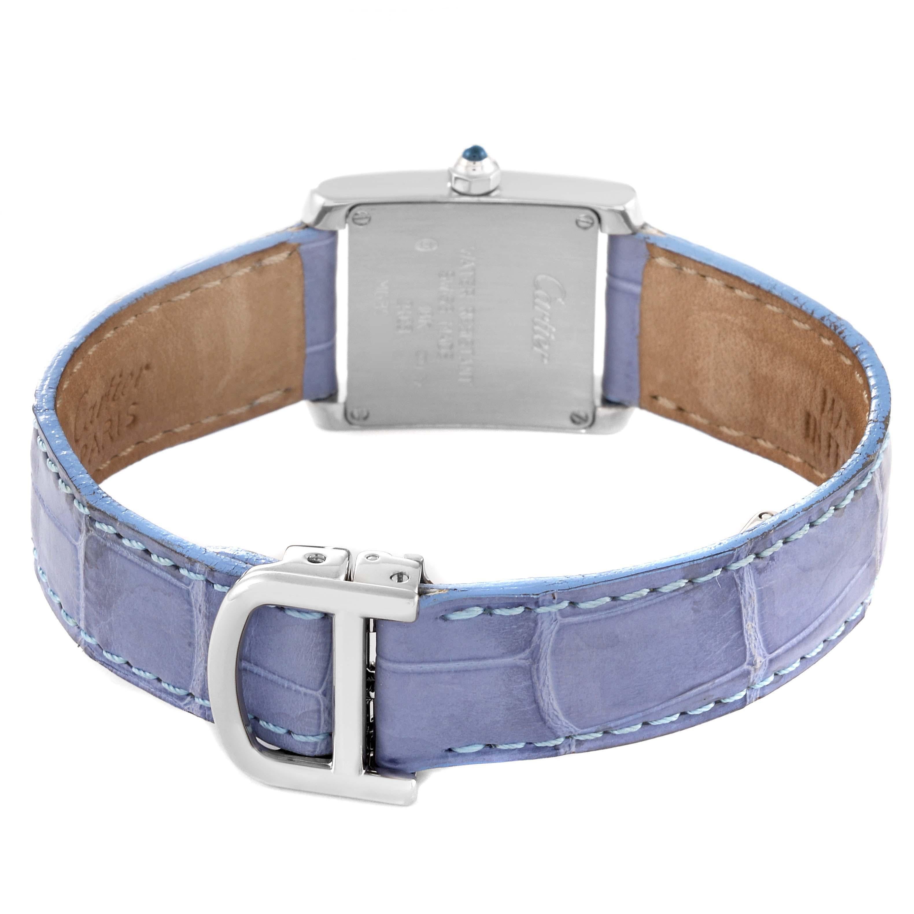 Cartier Tank Francaise Weißgold Blau Armband Damenuhr W5001256 4