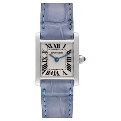 Cartier Tank Francaise White Gold Blue Strap Ladies Watch W5001256