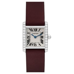 Antique Cartier Tank Francaise White Gold Diamond Ladies Watch WE100251