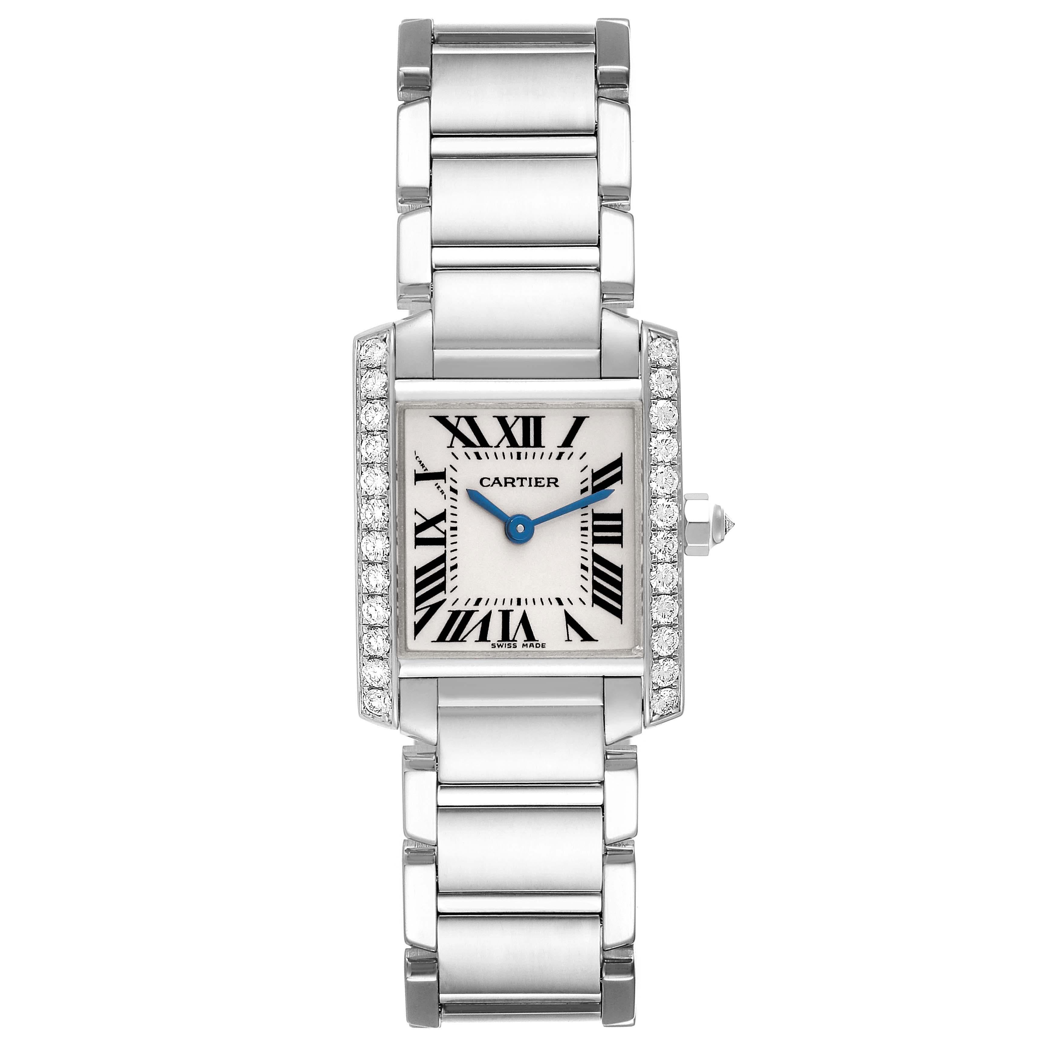 Cartier Tank Francaise White Gold Diamond Ladies Watch WE1002S3 In Excellent Condition In Atlanta, GA