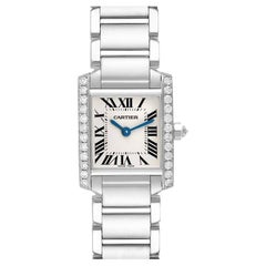 Cartier Tank Francaise White Gold Diamond Ladies Watch WE1002S3