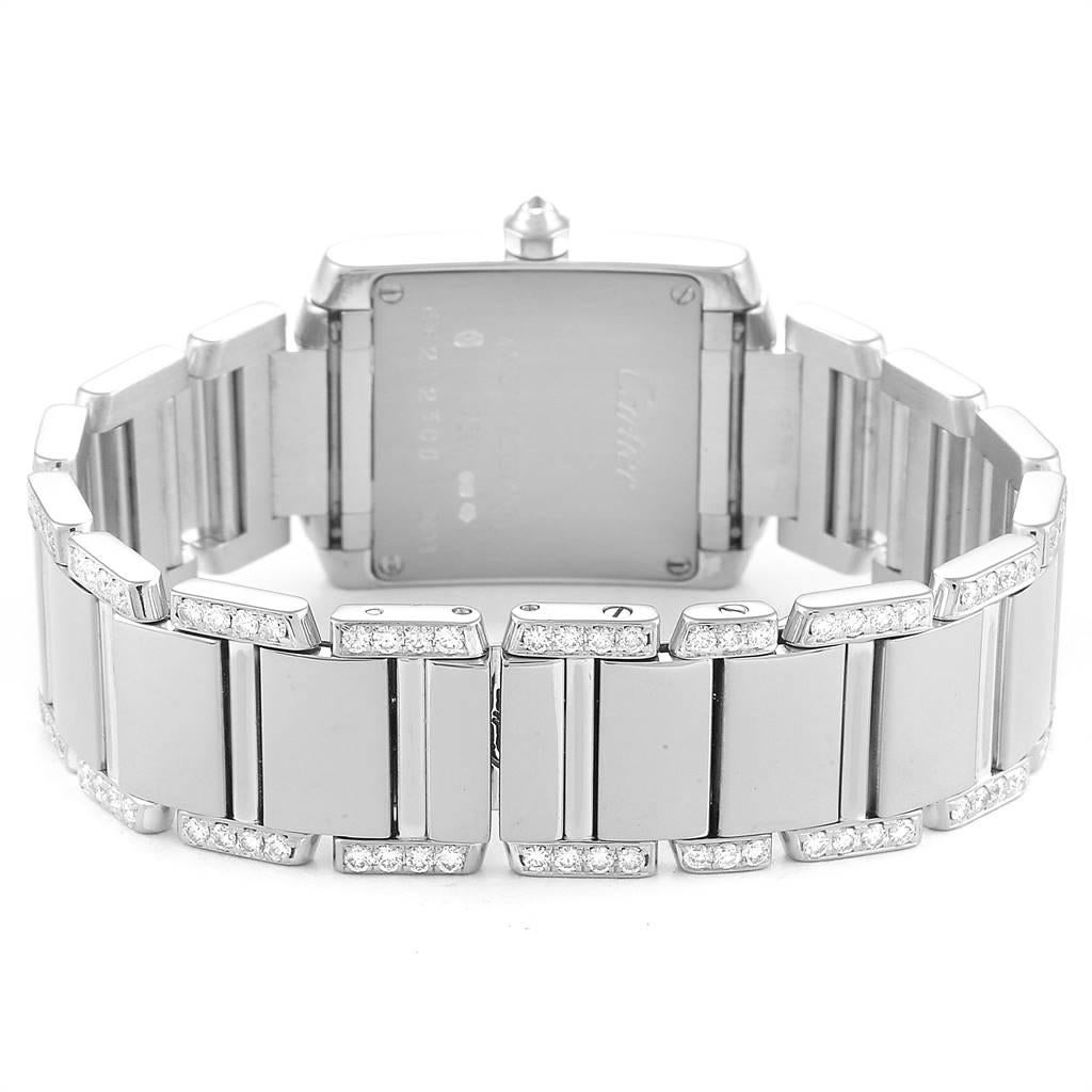 Cartier Tank Francaise White Gold Diamond Ladies Watch WE1002SF In Excellent Condition In Atlanta, GA