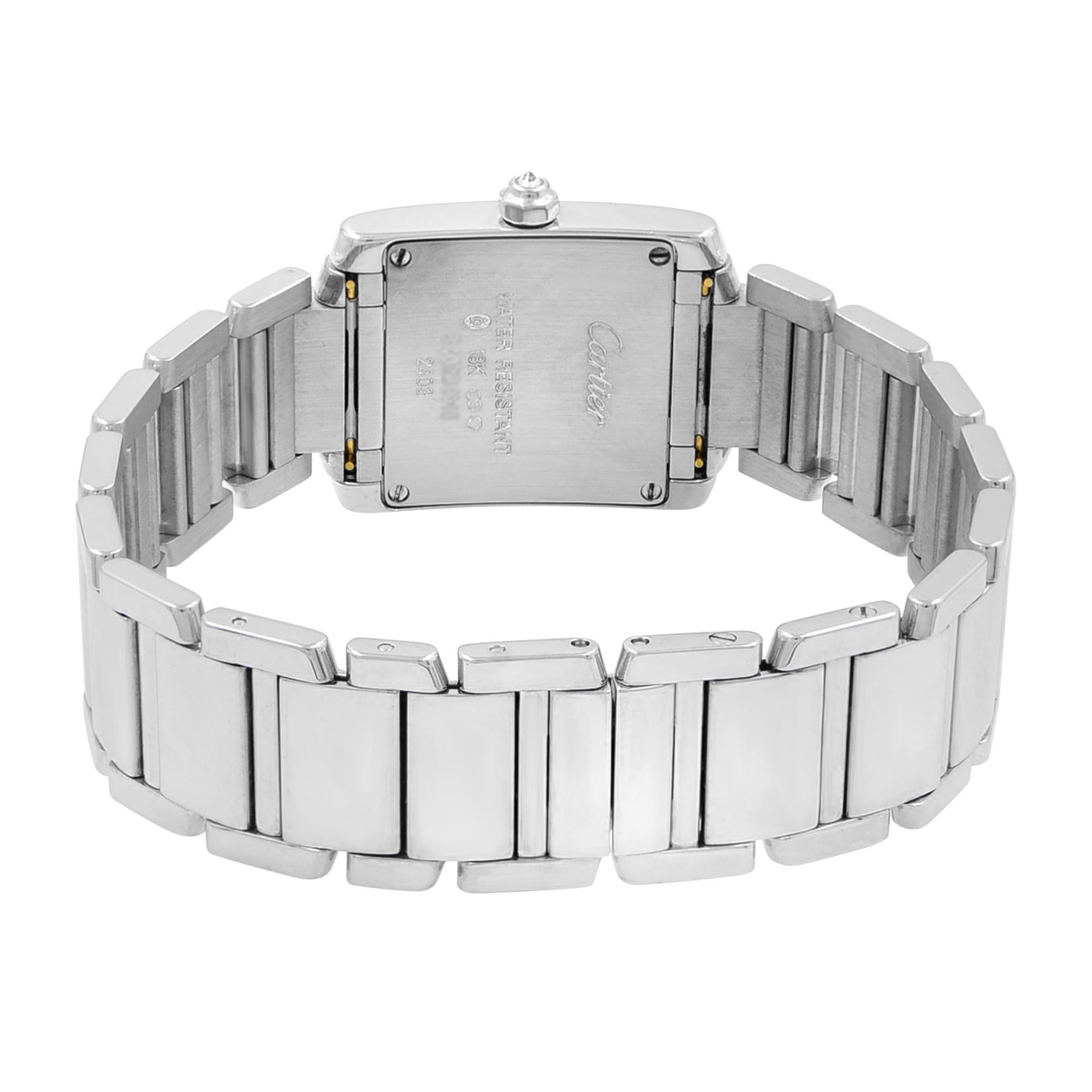 Women's Cartier Tank Francaise White Gold Diamond Quartz Ladies Watch WE1002S3 Mint B/P
