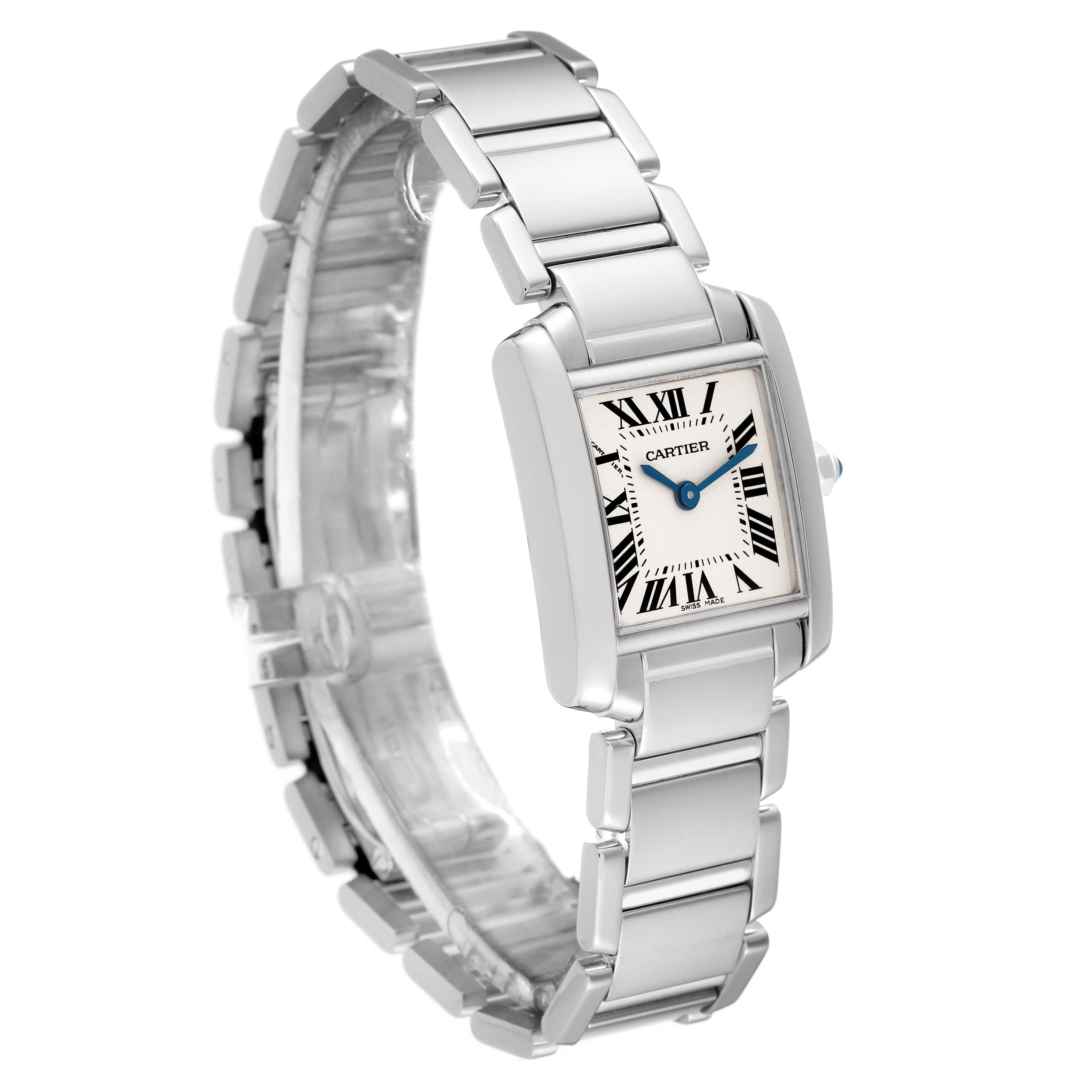 Cartier Tank Francaise White Gold Quartz Ladies Watch W50012S3 Box Papers In Excellent Condition For Sale In Atlanta, GA