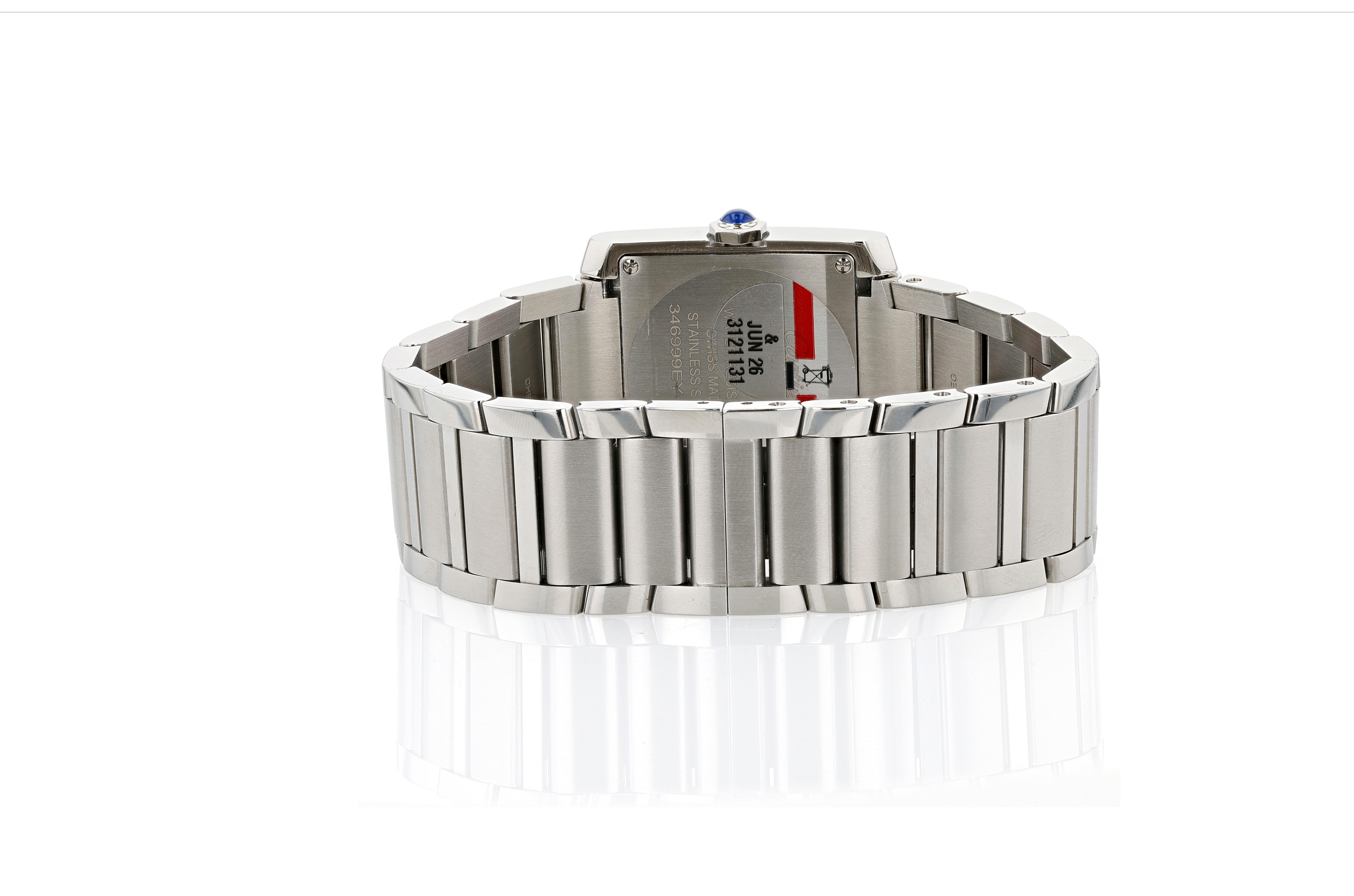 Art déco Cartier Tank Francaise avec Brancards sertis de diamants en vente