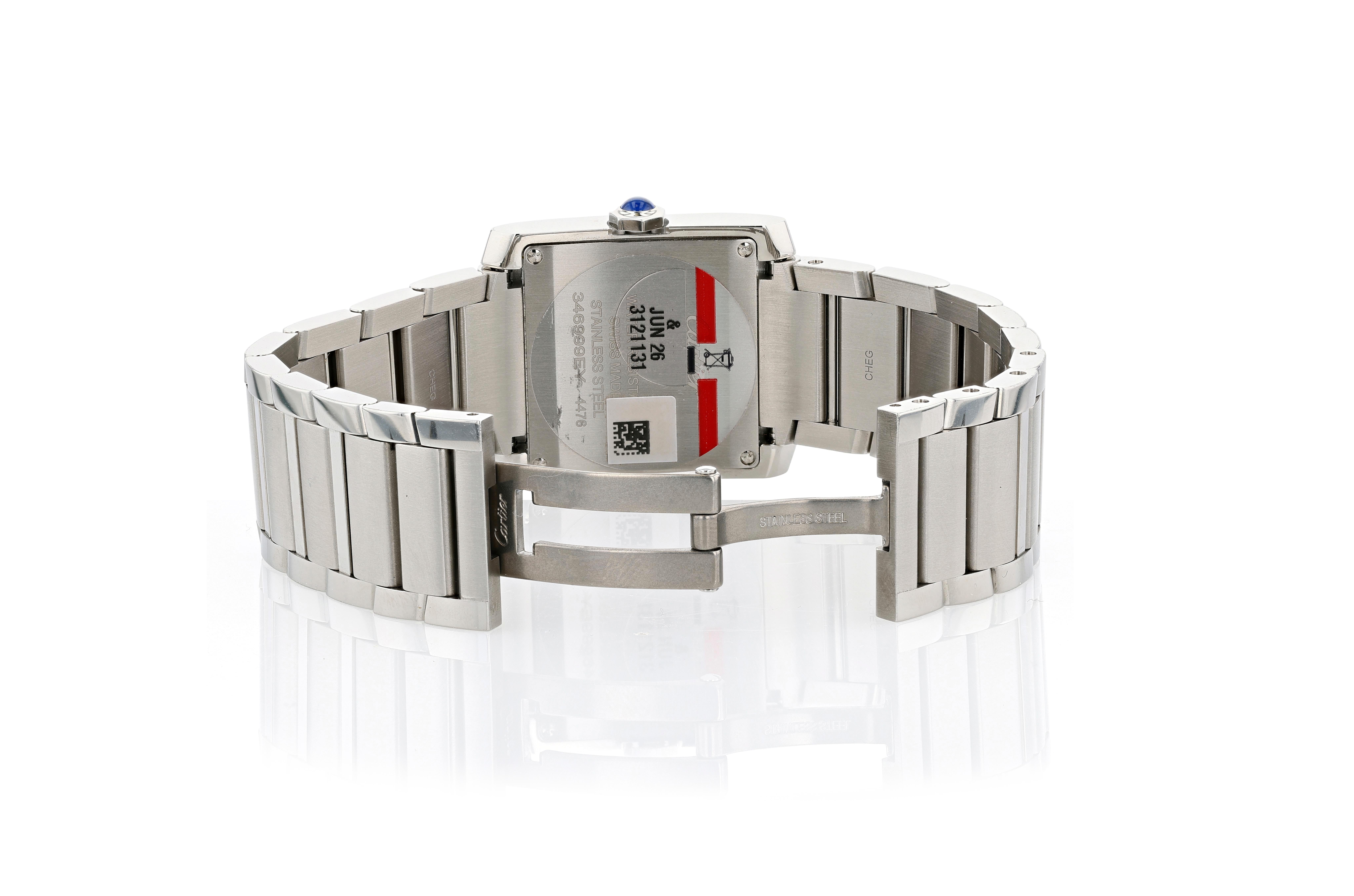 Taille brillant Cartier Tank Francaise avec Brancards sertis de diamants en vente