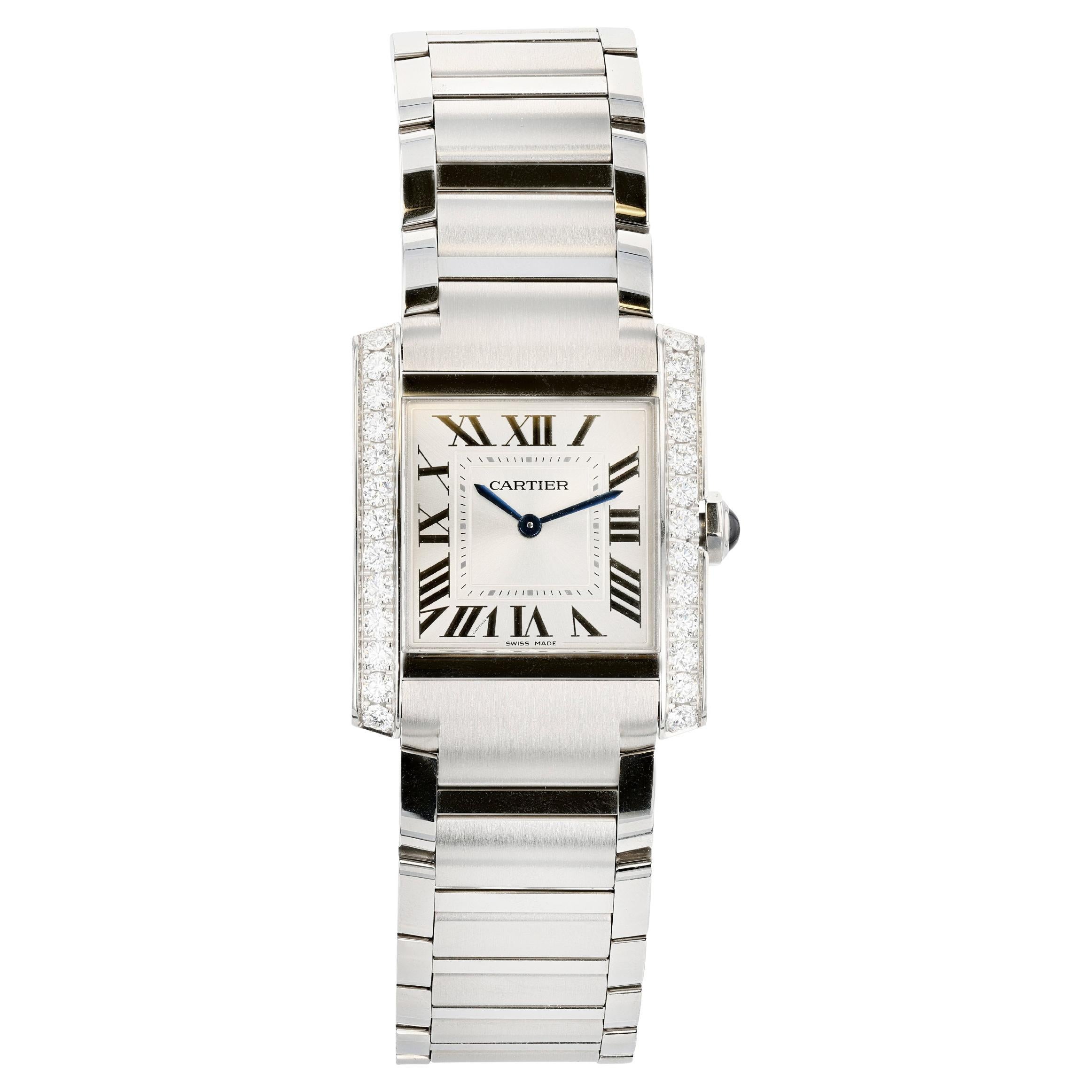 Cartier Tank Francaise avec Brancards sertis de diamants en vente