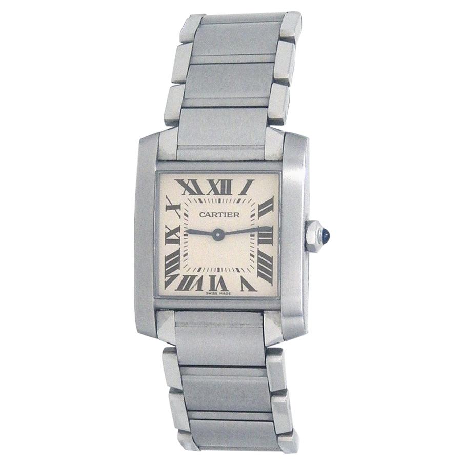 Cartier Tank Francaise WSTA0005, Silver Dial, Certified at 1stDibs