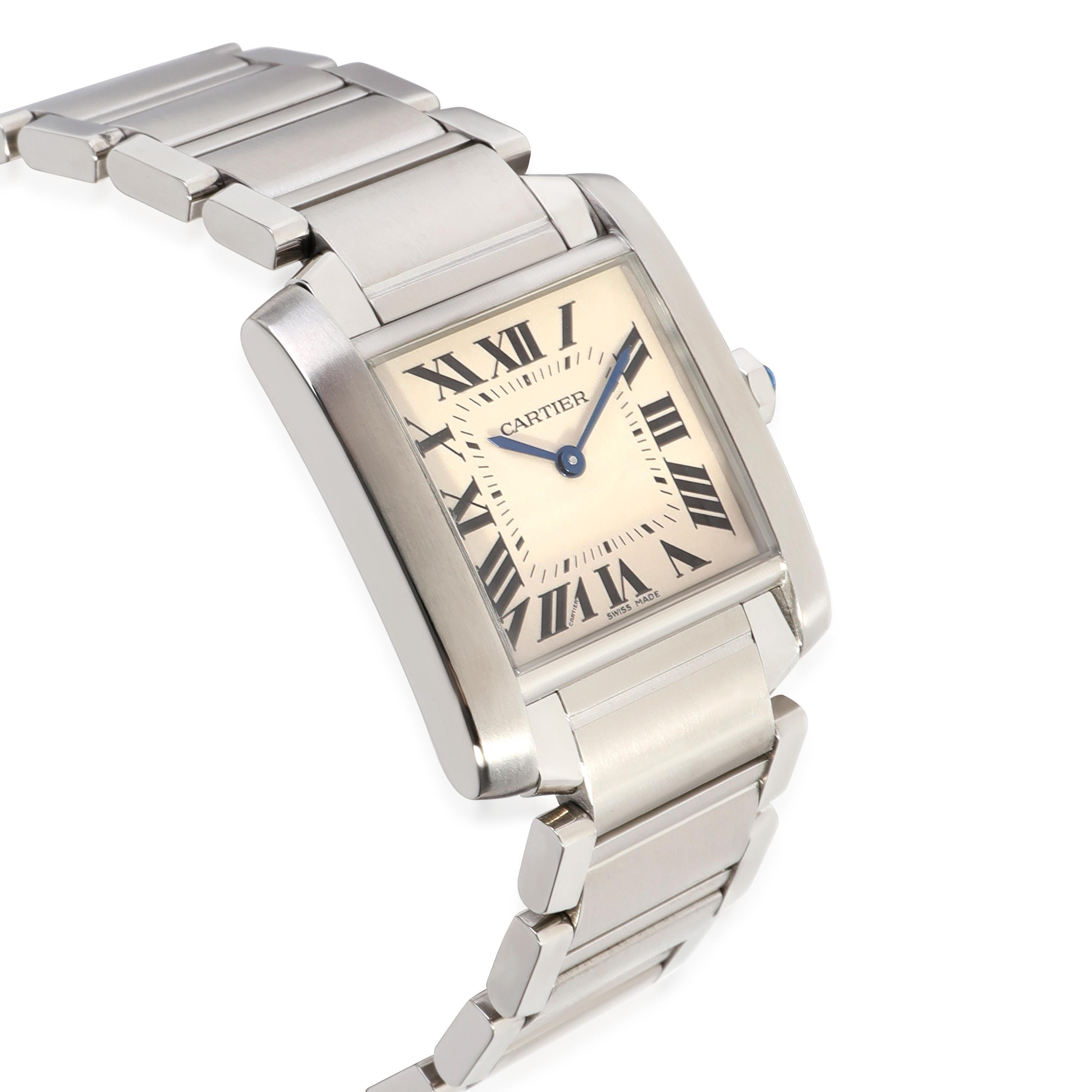 Cartier: Edelstahl-Damenuhr Tank Francaise WSTA0005 im Zustand „Hervorragend“ in New York, NY