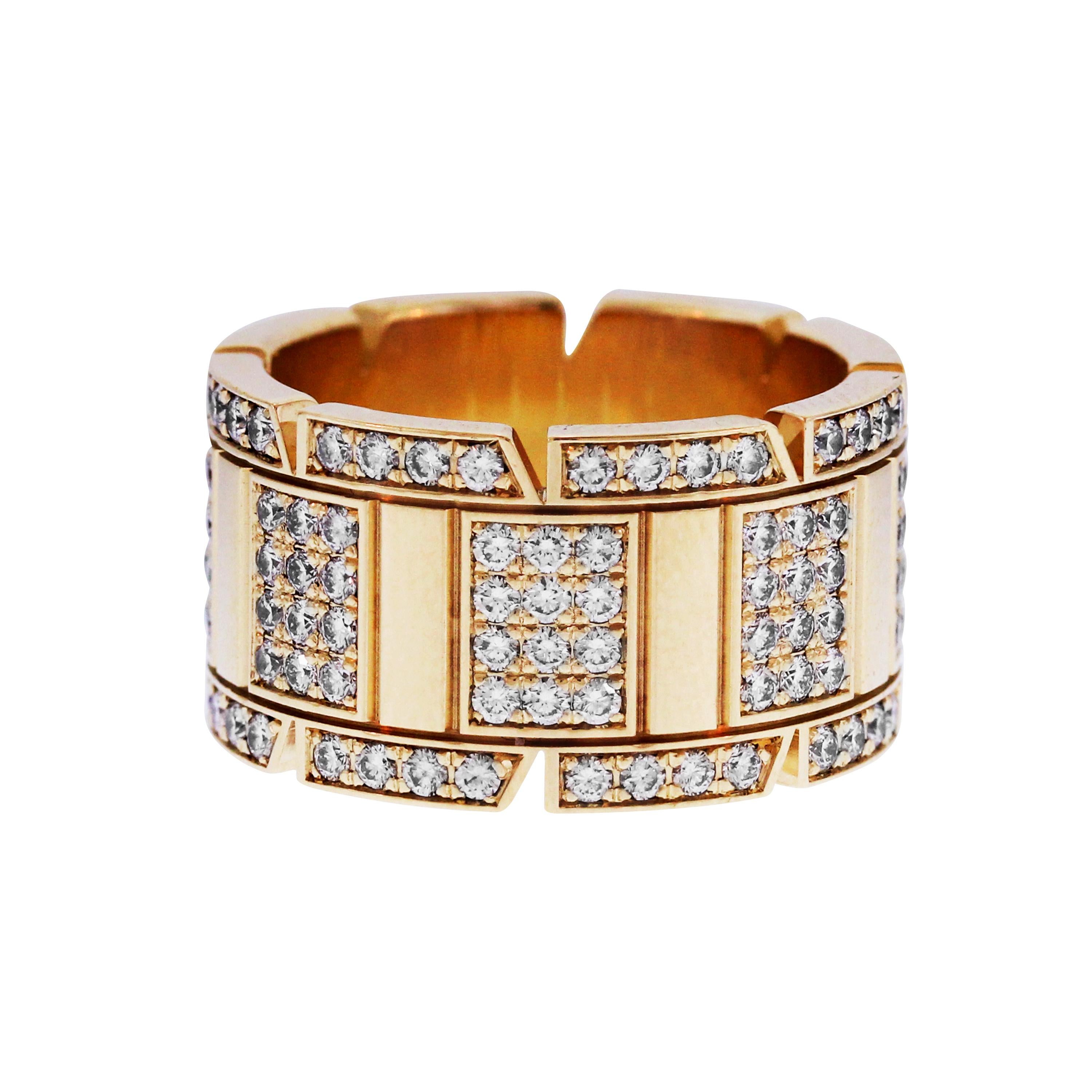 Cartier Tank Francaise Yellow Gold and Diamond Band Ring In Excellent Condition In Boca Raton, FL