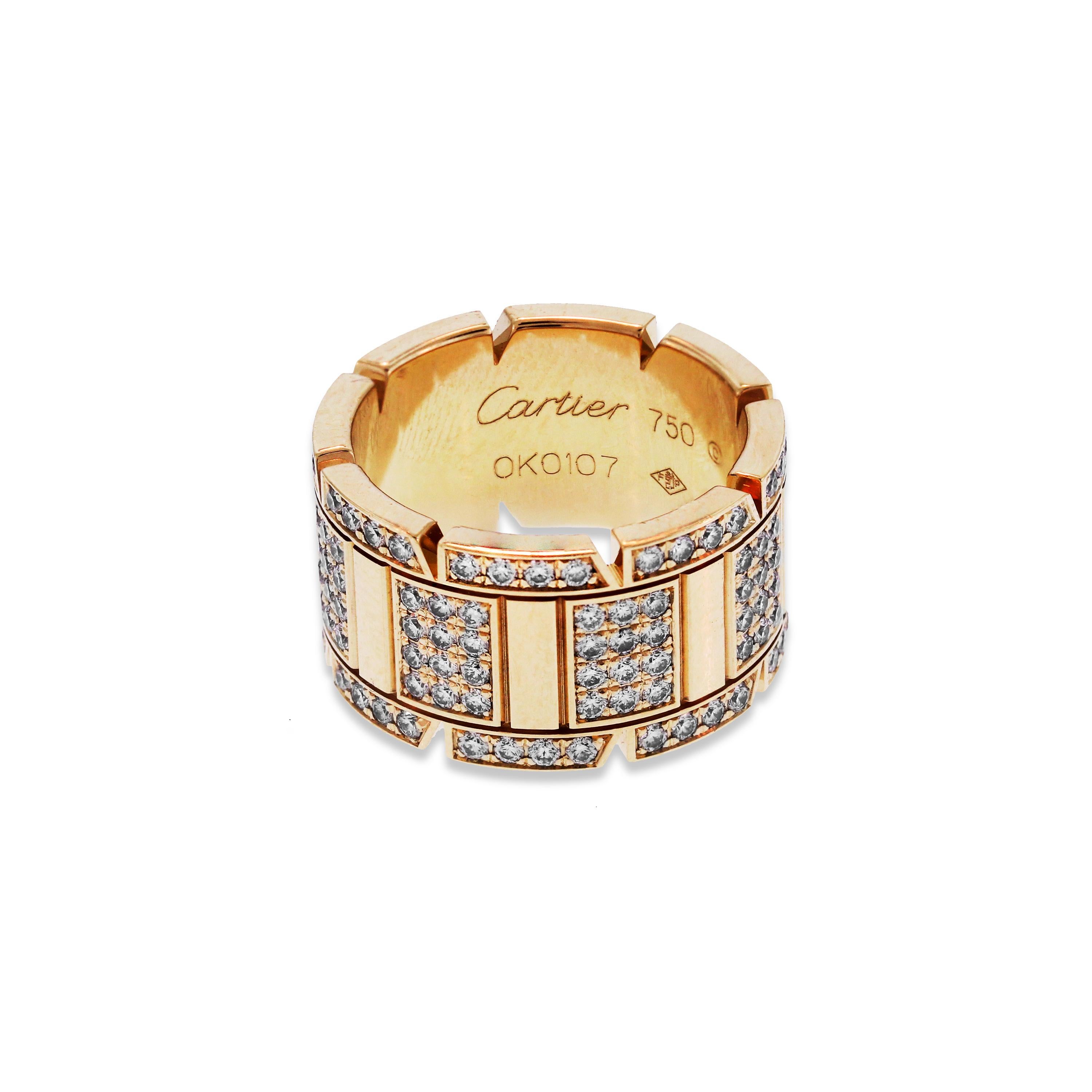 Women's Cartier Tank Francaise Yellow Gold and Diamond Band Ring