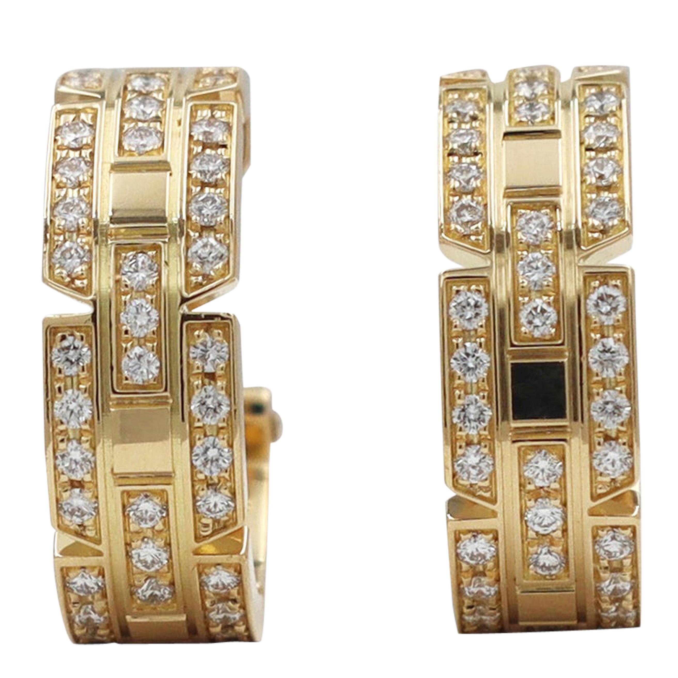 Cartier Tank Française Yellow Gold and Diamond Earrings