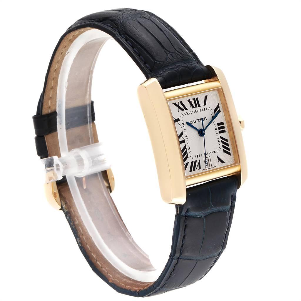 cartier tank gold black leather strap