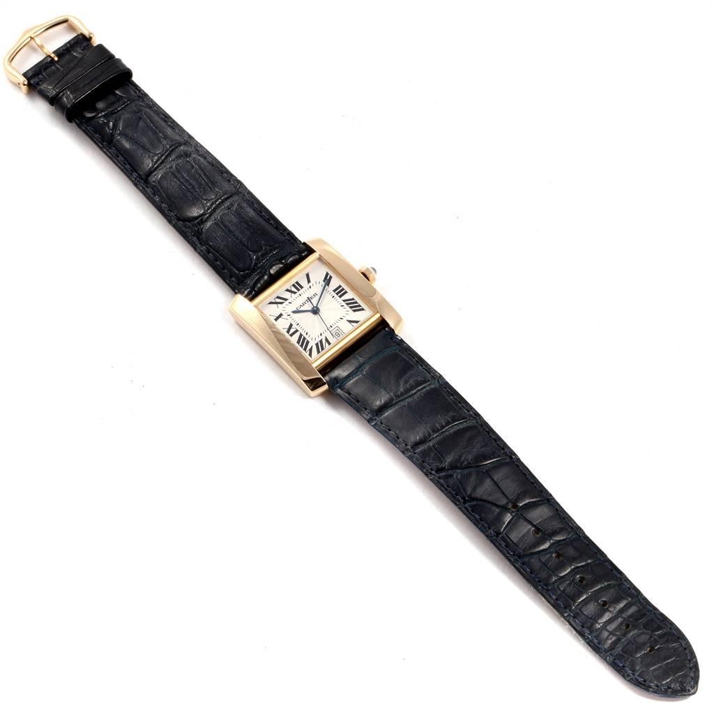 Cartier Tank Francaise Yellow Gold Black Strap Men's Watch W5000156 For ...